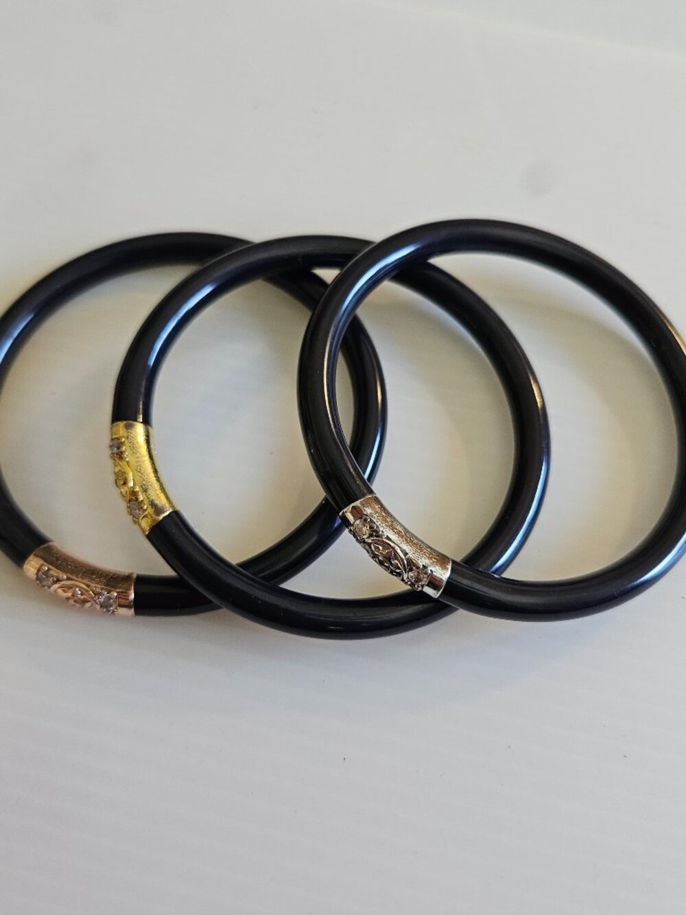 THREE KINGS ALL WEATHER BANGLES-BLACK, SIZE SMALL